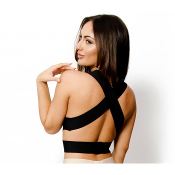 'Lucy' zwarte uitgesneden bandage crop top